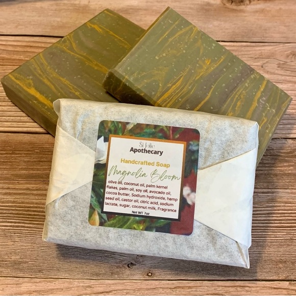 Hand Crafted Artisan Vegan Soap in Rich Magnolia Colors with Coconut Milk - Picture 7 of 7